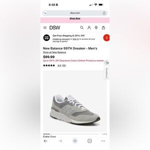 New Balance 997H Men's White and Gray Sneakers